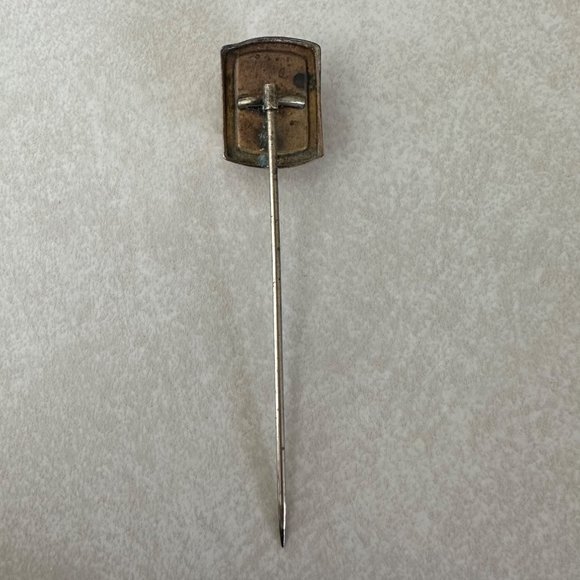 Antique Victorian 12kt rose gold filled left facing jet cameo jade stick pin - Picture 6 of 7